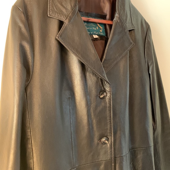 VERA PELLA leather jacket, brown-black, women’s size large (closer to a medium) - Picture 3 of 7